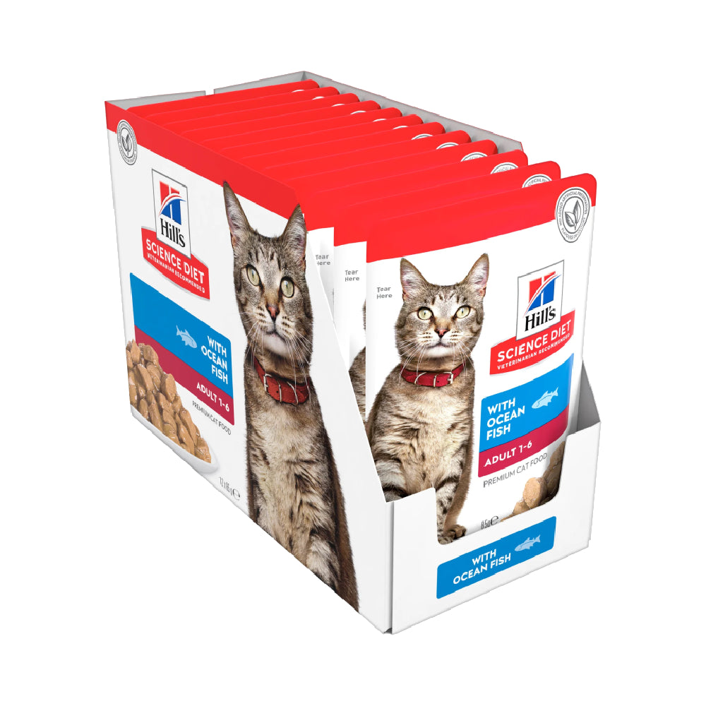 Hill's Adult Cat Ocean Fish Pouches 85g x 12 Box pet product in Qatar