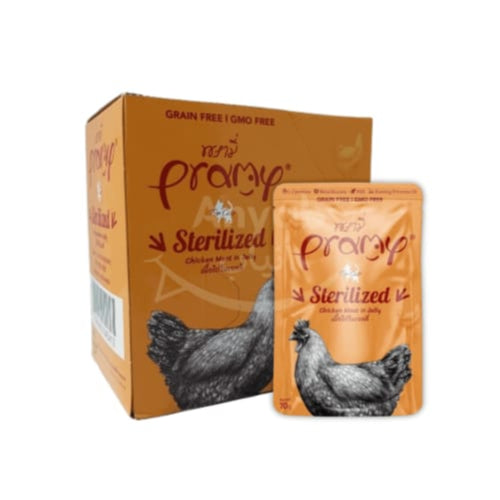 PRAMY STERILIZED POUCH & CHICKEN MEAT JELLY 70G x 12 pcs pet product in Qatar