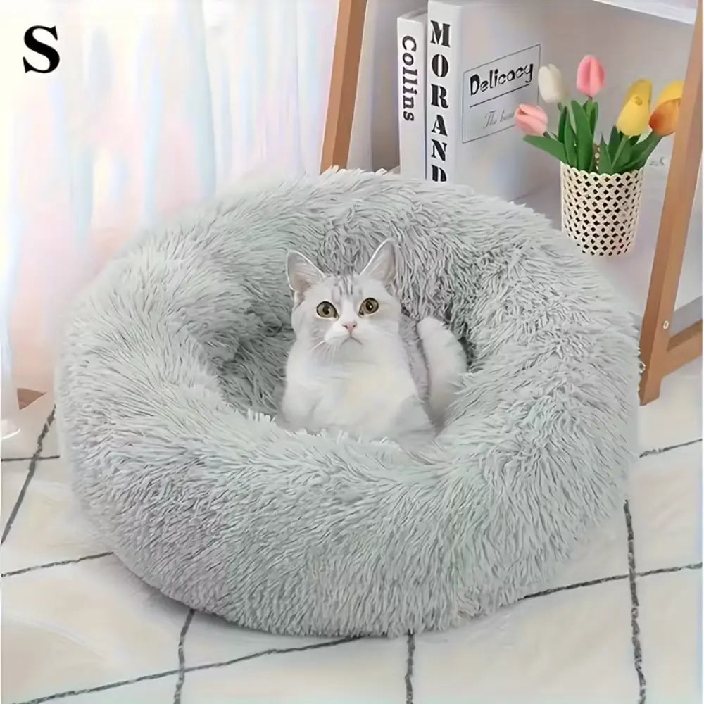 Soft Round for Kitten & small Cat Bed, 40cm, Grey Color pet product in Qatar