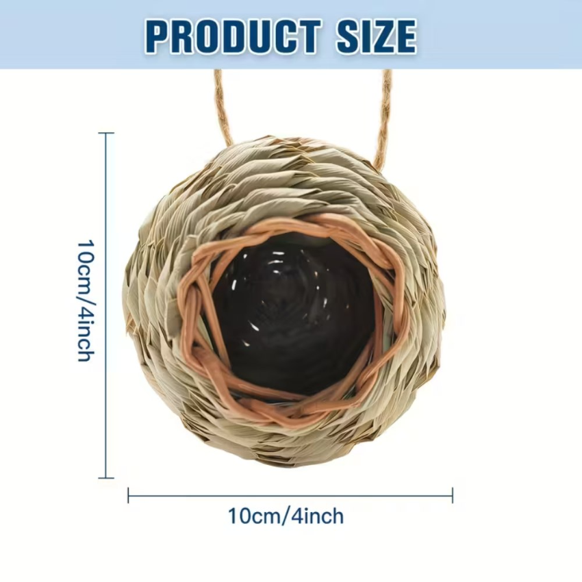 Round Straw Hanging Bird Nest – 2pcs