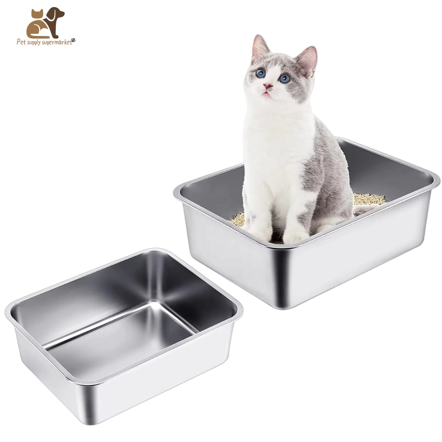 Stainless Steel Cat Litter Tray (40x35cm)