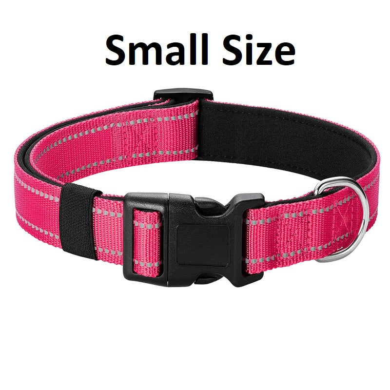 Dog Collar Nylon Adjustable Padded Pet Collar small Size - Pink Color