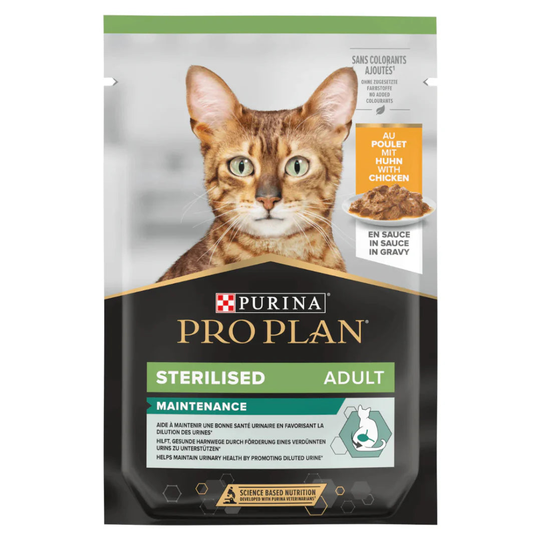 Purina Pro Plan Sterilised Chicken In Gravy Adult Cat Wet Food 85g pet product in Qatar