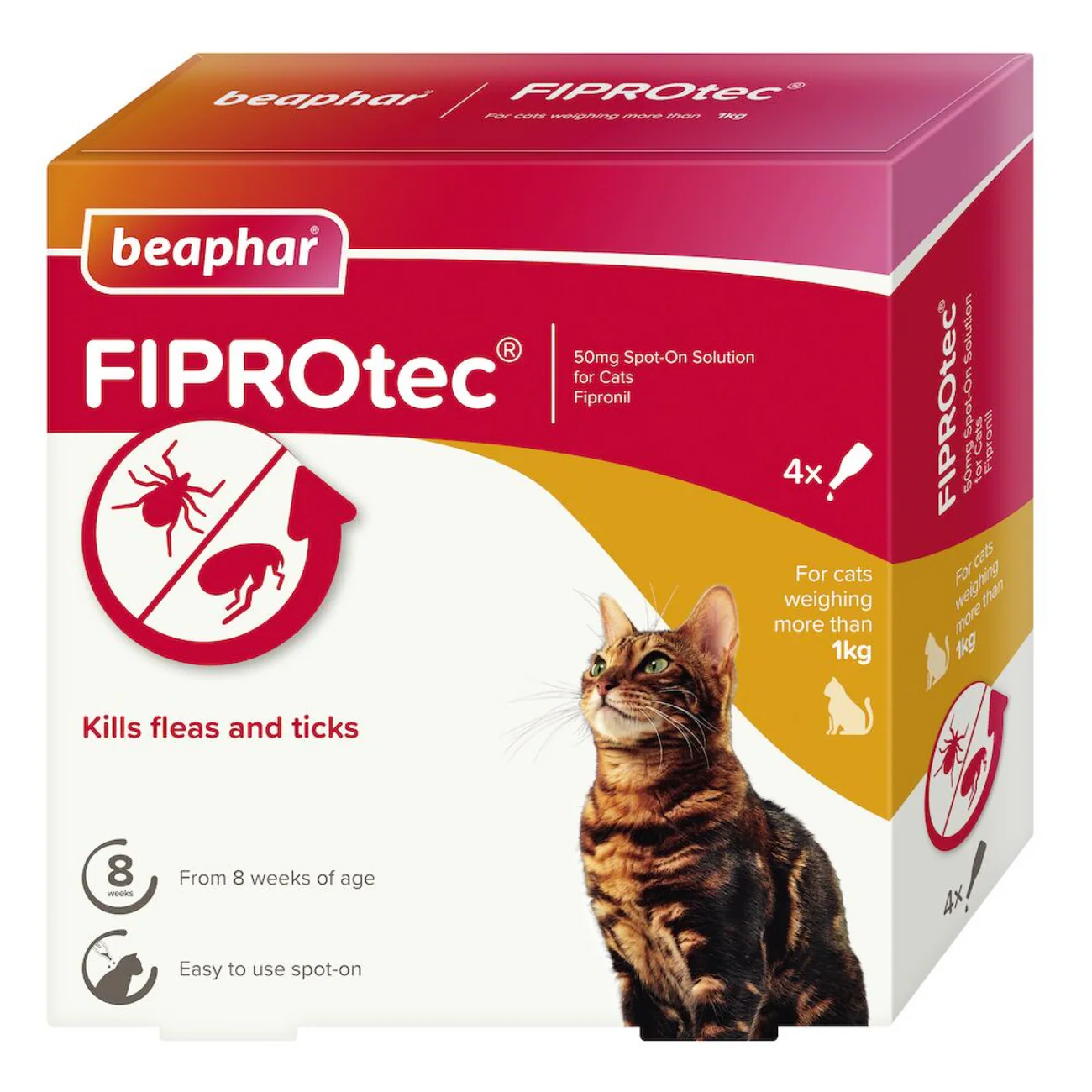 Beaphar Fiprotec for Cat, 4 Pipettes for Cat fleas and ticks pet product in Qatar