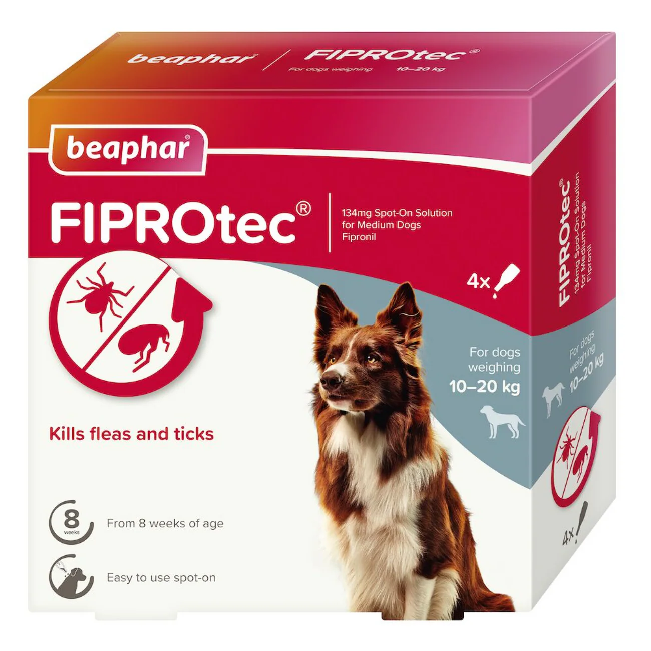 Beaphar Fiprotec for Medium Dog fleas and ticks, 4 Pipettes pet product in Qatar