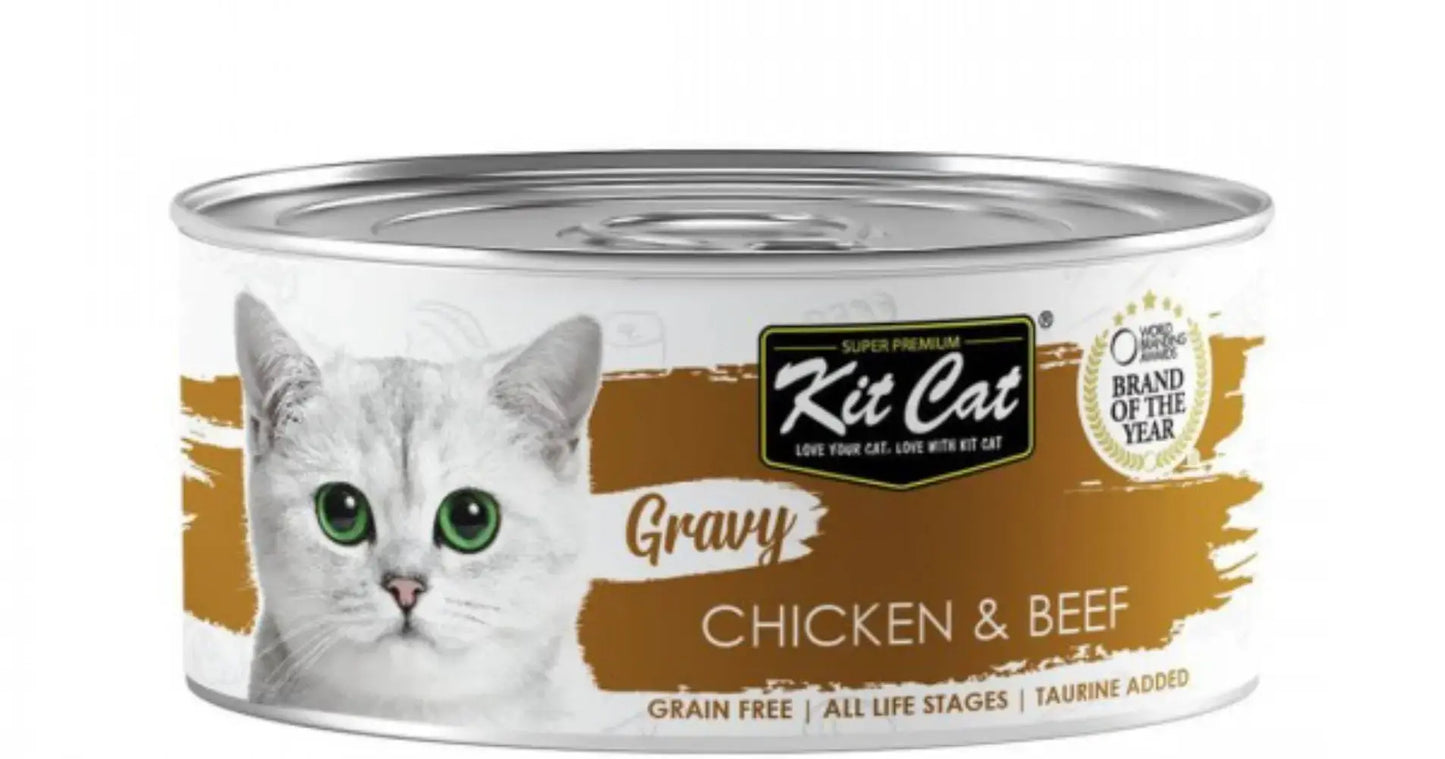 Kit Cat Gravy Series Chicken & Beef Cat Wet Food 70g pet product in Qatar