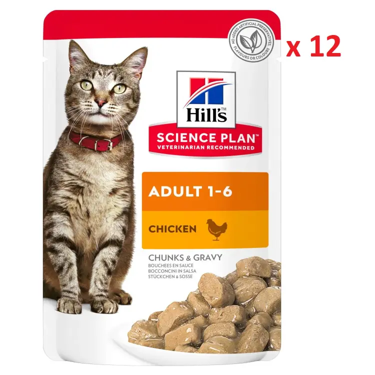 Hills Adult Cat Chicken Pouches 85g