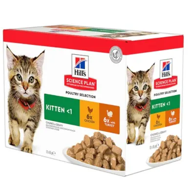Hill’s Science Plan Kitten Poultry Selection with Chicken & Turkey 12 × 85g
