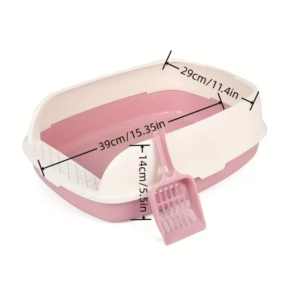 Cat Litter Box Splash Proof Semi Closed Pink Shovel