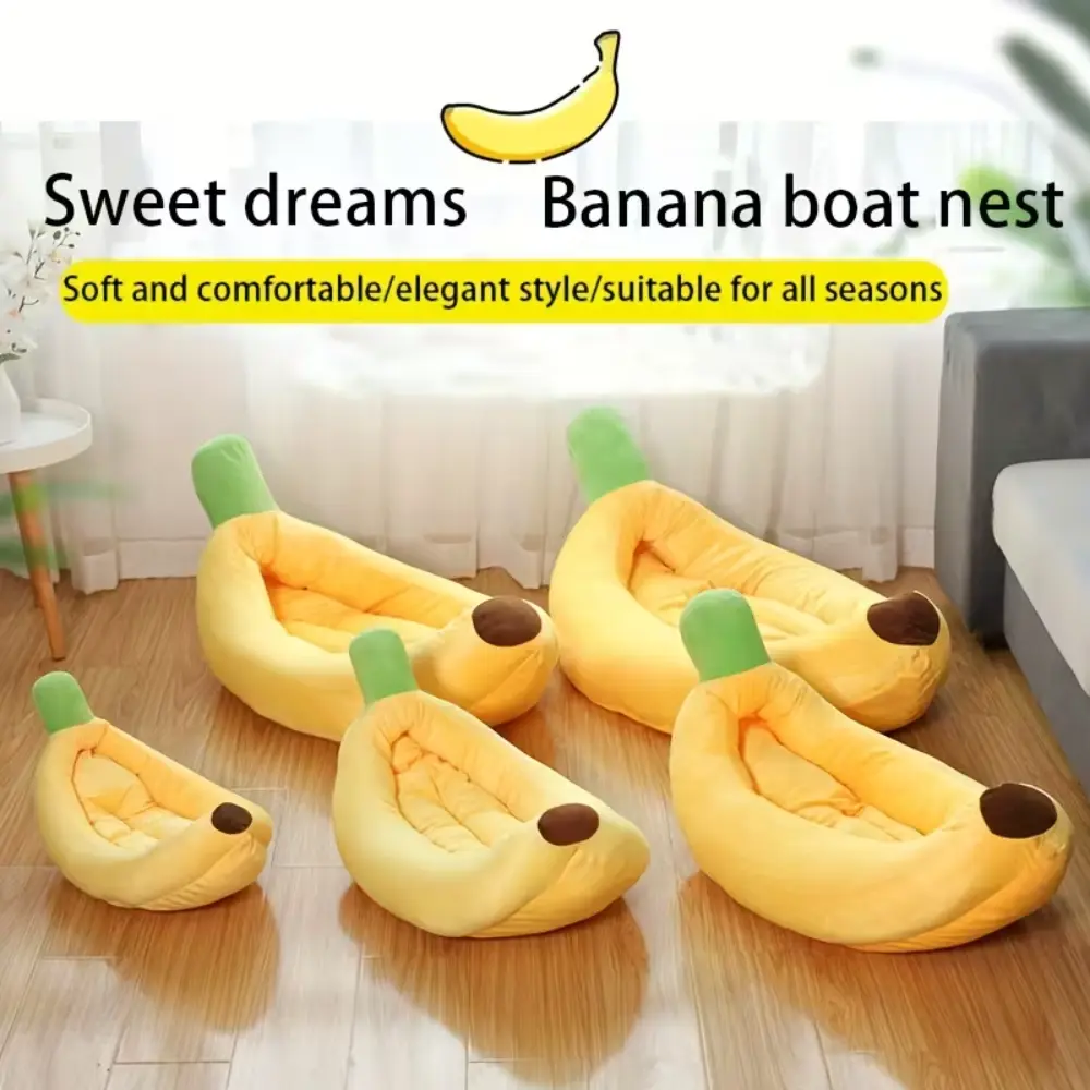 Banana Shape Soft Pet Bed YL 45×70cm by General — Pet Bedding — Pet Glow Qatar