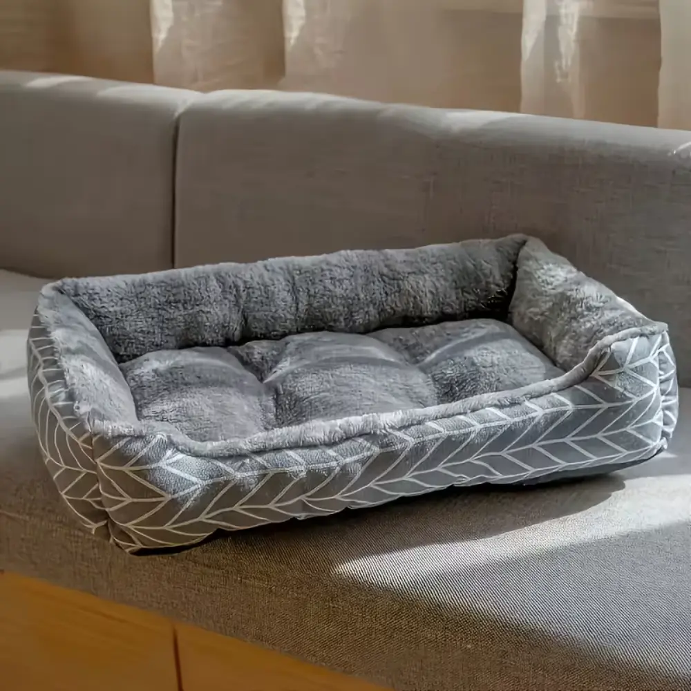 Winter Warm Plush Dog Bed Grey XXL