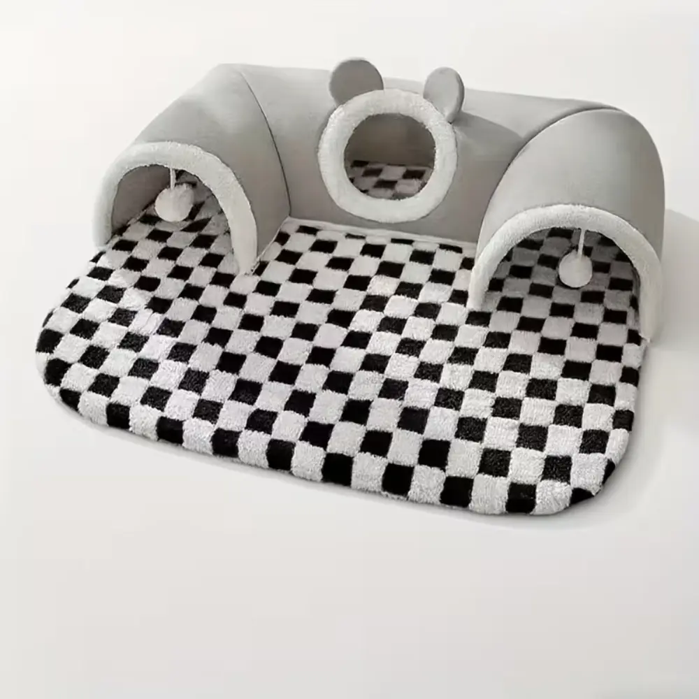 Cat Bed Tunnel & Scratcher Grey