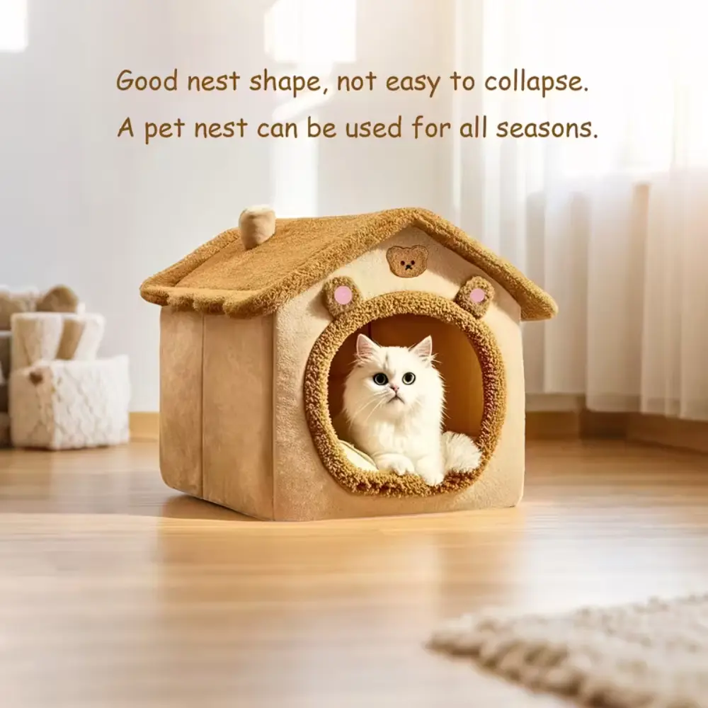 Winter Plush Cat House Bed Tunnel M
