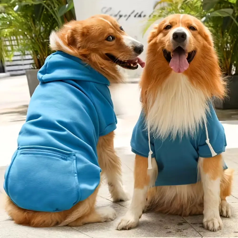 Fleece Dog Hoodie Blu S 36×22×27cm by General — Dog Clothing — Pet Glow Qatar