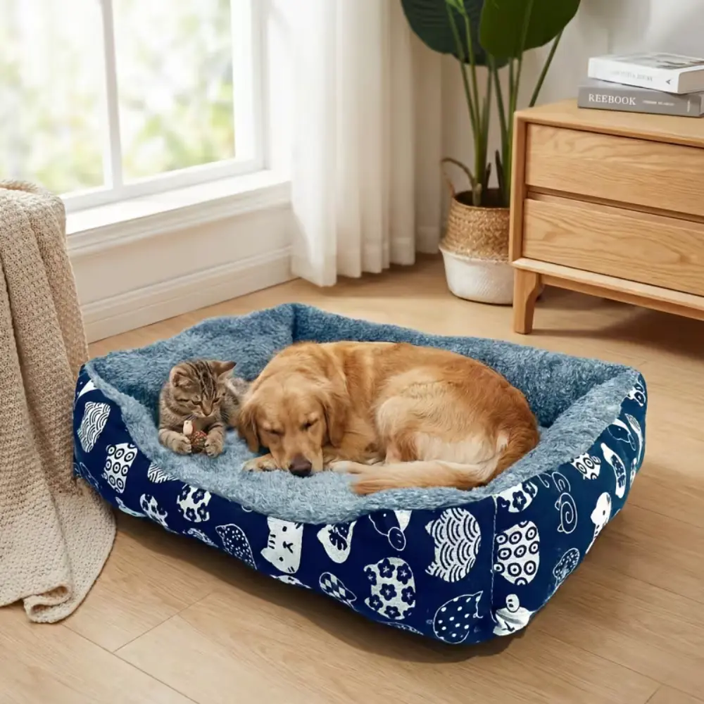 Pet Bed Mat Paw Print Blu 80×60cm by General — Pet Bedding — Pet Glow Qatar