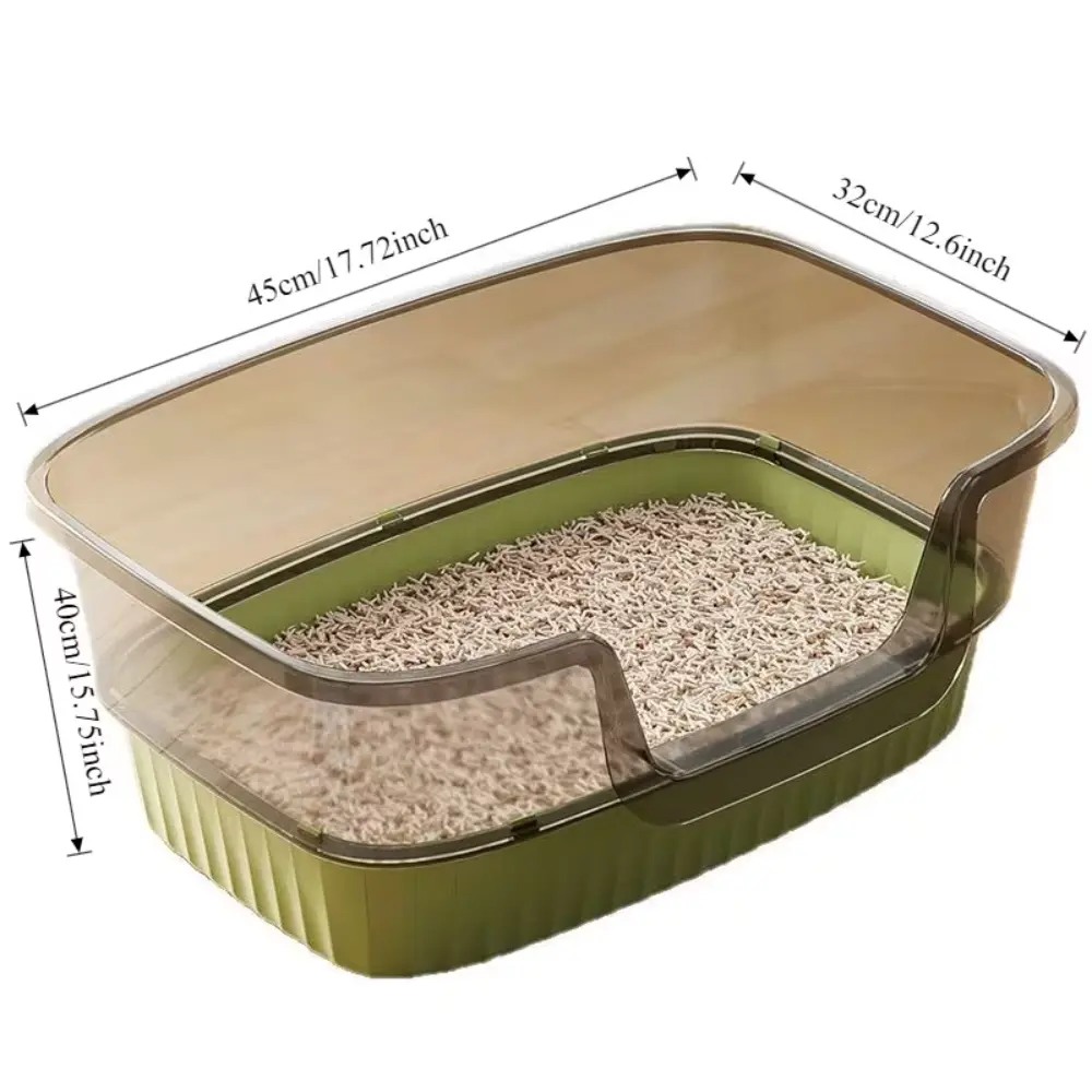 L Cat Litter Box Side Entry High Splash Guard GR