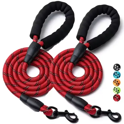Reflective Nylon Dog Leash Padded Hle Red 152cm 1 piece