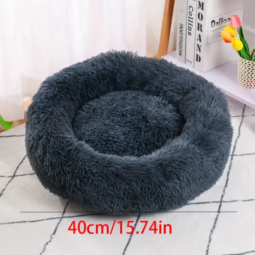 Round Winter Pet Bed Soft Cat & Dog Nest Dark Gray 40cm by General — Pet Accessories — Pet Glow Qatar