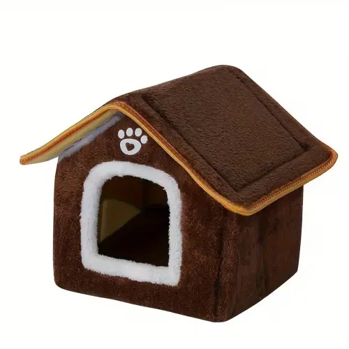 Enclosed Washable Pet Bed Brown 44cm x 50cm x 50cm by General — Pet Bedding — Pet Glow Qatar