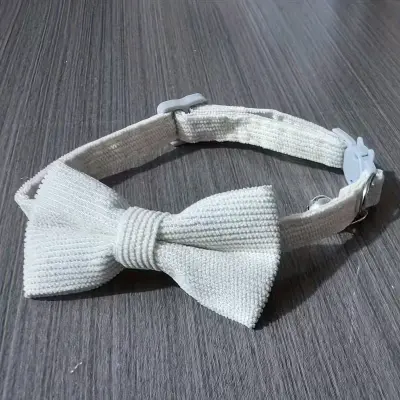 Corduroy Bow Cat Collar Beige