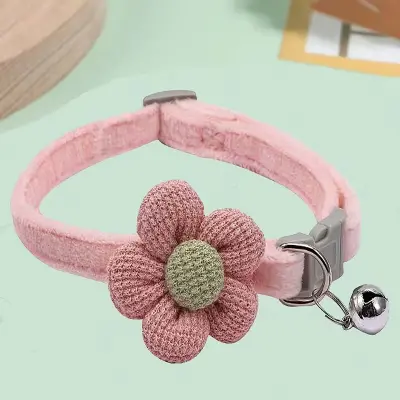 Flower Bell Cat Collar Leash Set Pink