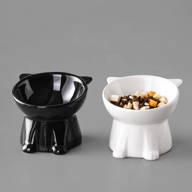 Elevated Tilted Pet Plastic Bowls 2 Pcs by General — Pet Accessories — Pet Glow Qatar