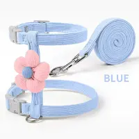 Floral Cat Harness & Leash Set Blu