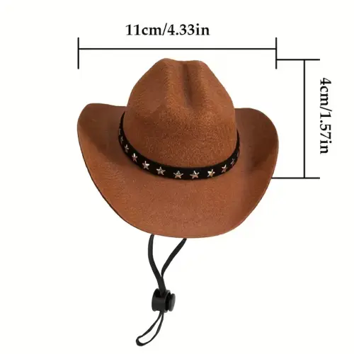 Star Pattern Cat Cowboy Hat S Brown by General — Cat Accessories — Pet Glow Qatar
