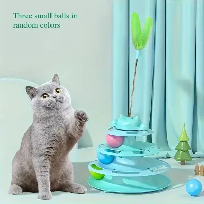3 Rotating Ball Track Cat Toys Tower GR