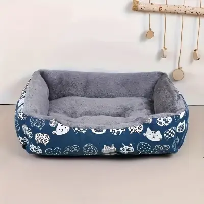 Soft Pet Bed Blue Paw Print S 50*40cm by General — Pet Bedding — Pet Glow Qatar