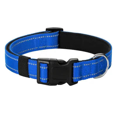 Dog Collar Nylon Padded Pet Collar S Size Blu