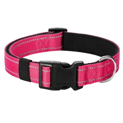 Dog Collar Nylon Padded Pet Collar S Size Pink