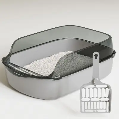Cat Litter Tray M Size Grey 38.5x27.5x17cm
