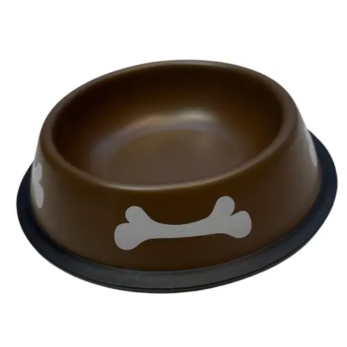 Pet Feeding Bowl S Steel Brown 16cm by General — Pet Accessories — Pet Glow Qatar