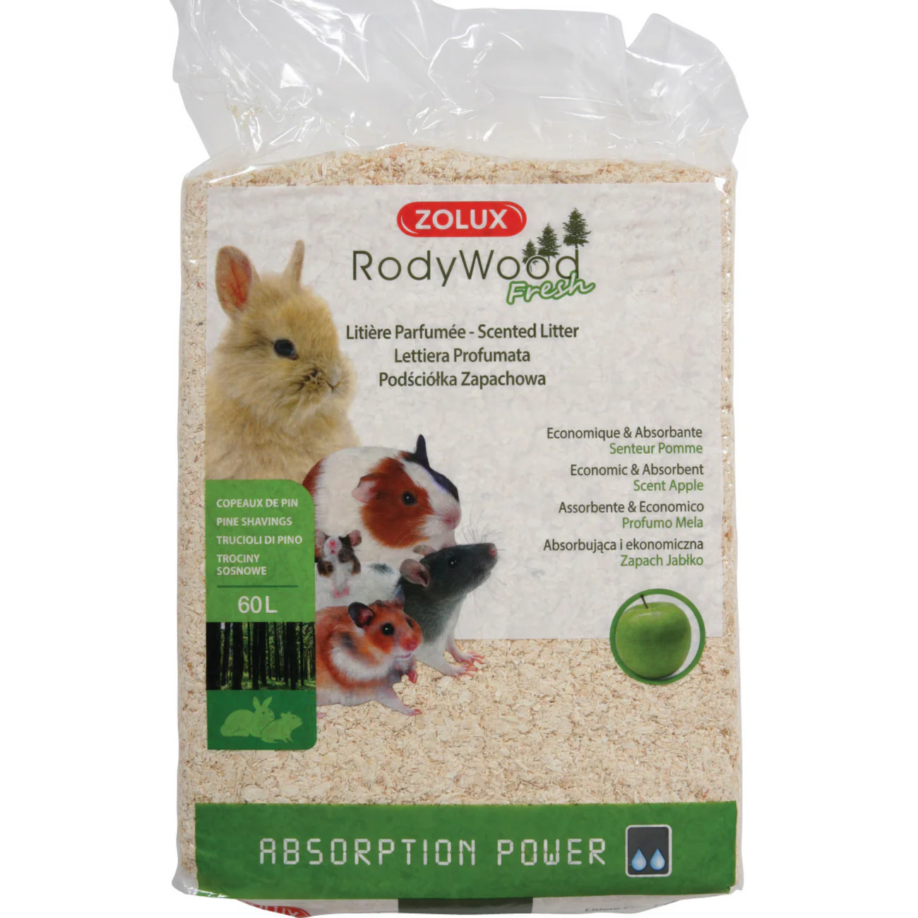 Zolux Rodent Litter Rodywood Fresh Apple 60 L by Zolux — Small Animal Accessories — Pet Glow Qatar