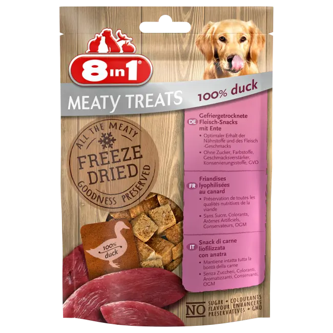 8in1 Meaty Treats Freeze Dried Duck Dog Snack 50g 