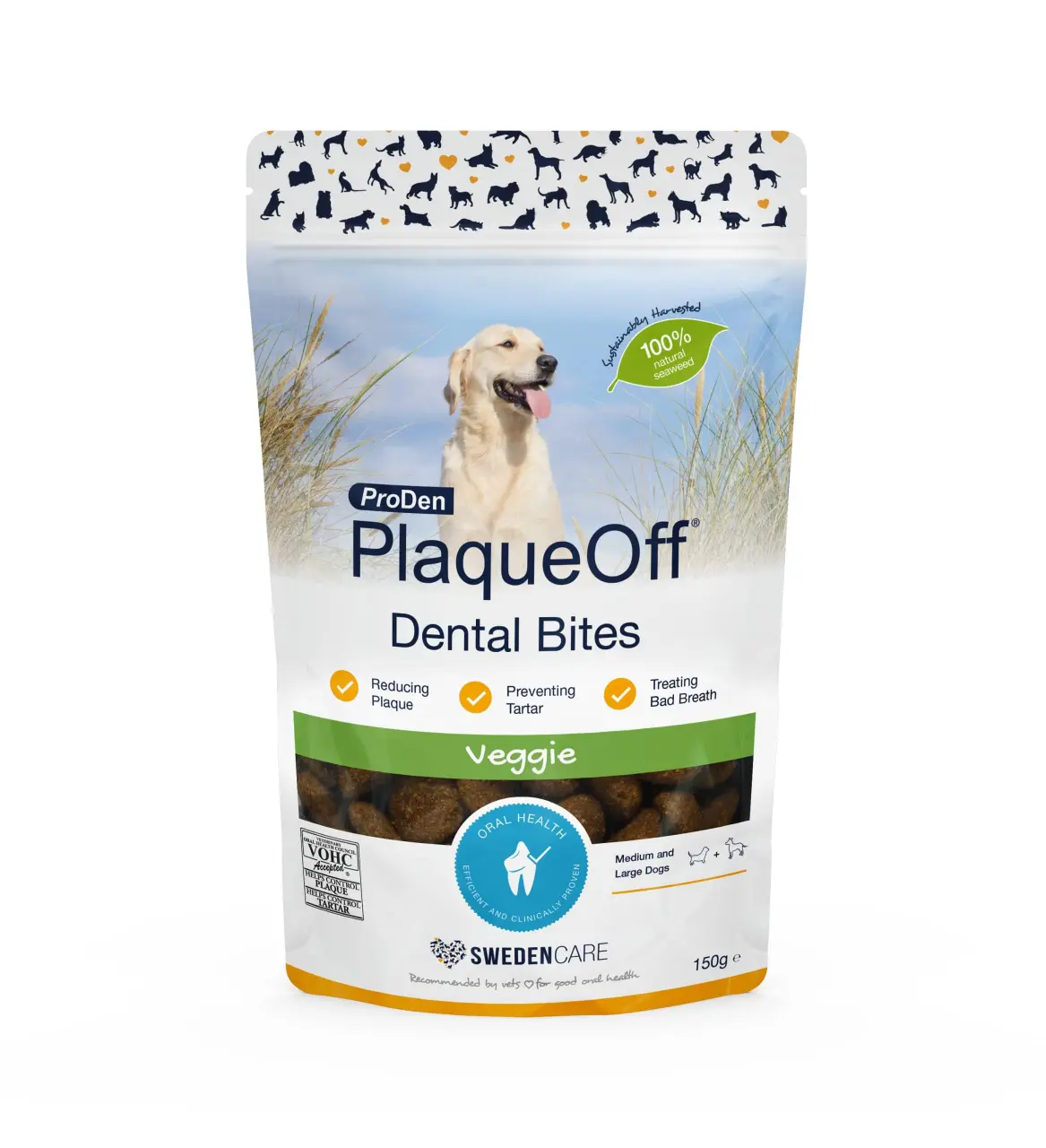 Pro Den Plaque Off Dental Bites M L Dogs Veggie Flavour 150 g