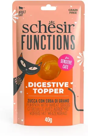 Schesir Functions Cat Pouch Pumpkin Wheatgrass Purée 40g by Schesir — Cat Wet Food — Pet Glow Qatar