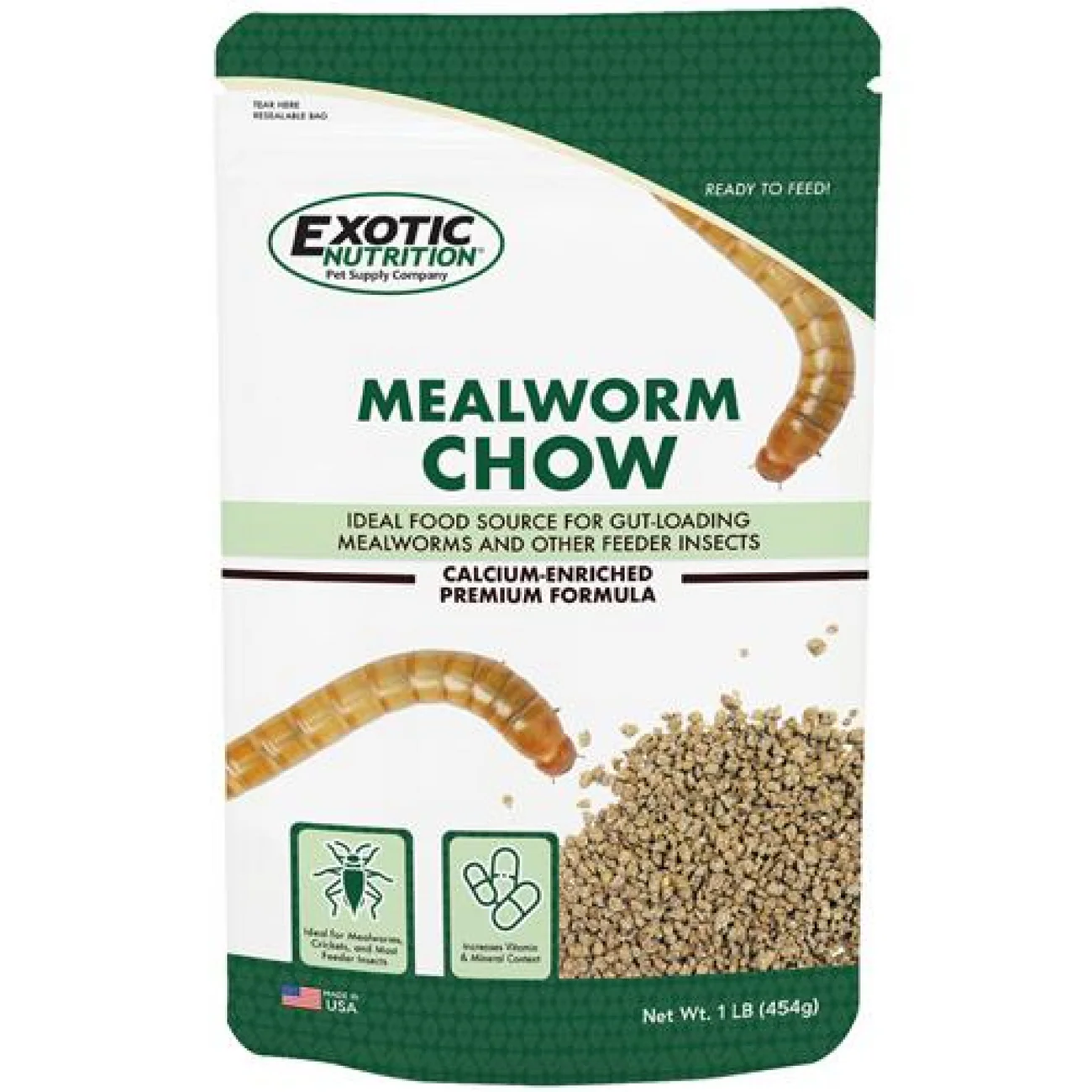 Mealworm Chow 1 lb (454 g) by Exotic Nutrition — Small Animal Food — Pet Glow Qatar