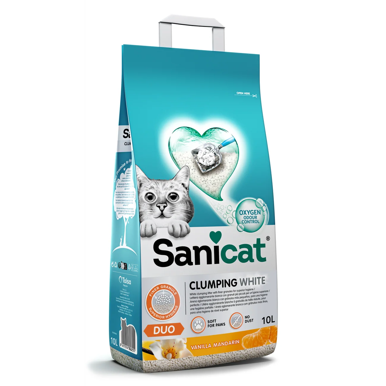 Sanicat Clumping White Duo Cat Litter 10 L
