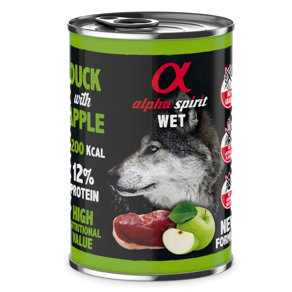 Alpha Spirit Dog Food Duck + Green Apple 400g