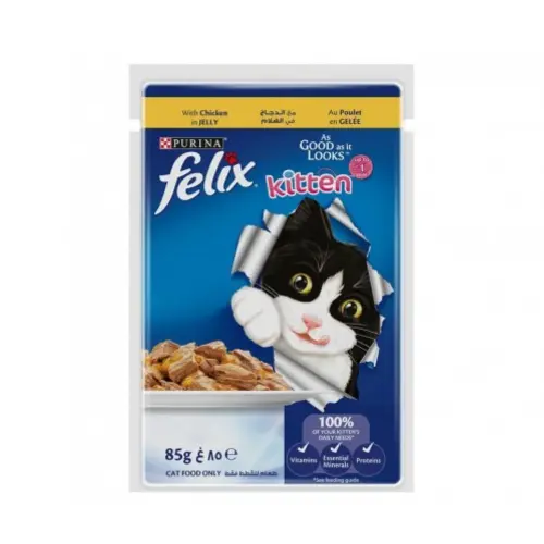Felix Kitten Chicken Pouch 85g by Felix — Cat Wet Food — Pet Glow Qatar