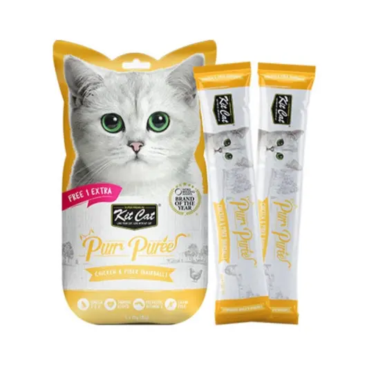 Kit Cat Purr Liquid Treats Cat Chicken & Fiber hairball 15gx5