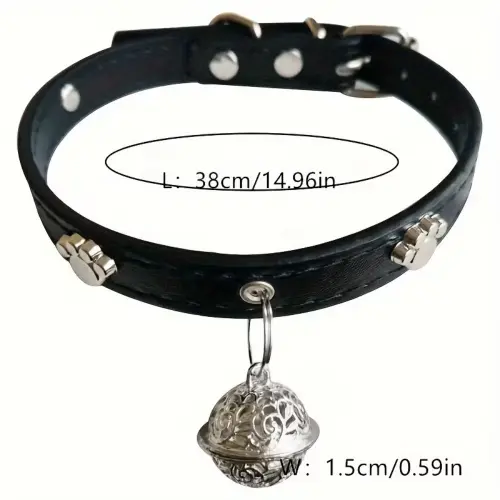 PU Leather Pet Collar Bell BL S by General — Pet Accessories — Pet Glow Qatar