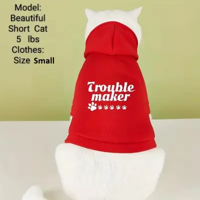 Red Winter Pet Hoodie Fleece Cats & S Dogs S size by General — Dog Clothing — Pet Glow Qatar