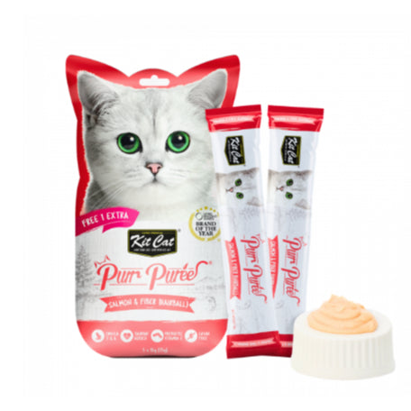Kit Cat Purr Puree Salmon Cat Treats – 5 X 15 G pet product in Qatar