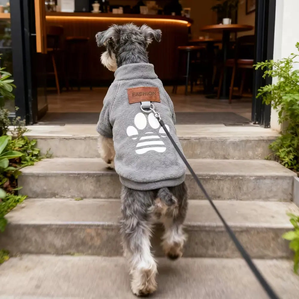 Paw Print Dog Sweater – Grey Medium (47×36×40cm) pet product in Qatar