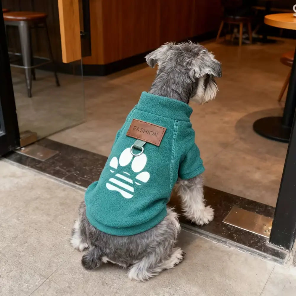 Paw Print Dog Sweater – Dark Green Medium size (47×36×40cm) pet product in Qatar