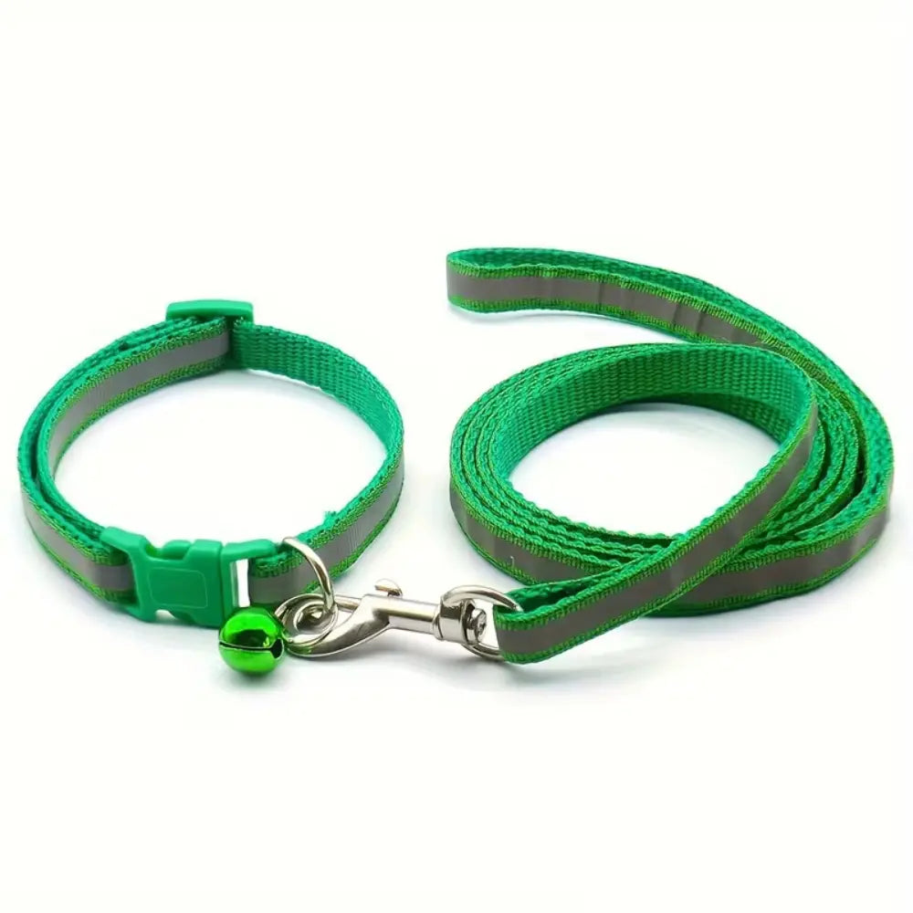 Reflective Collar & Leash Set – Green pet product in Qatar