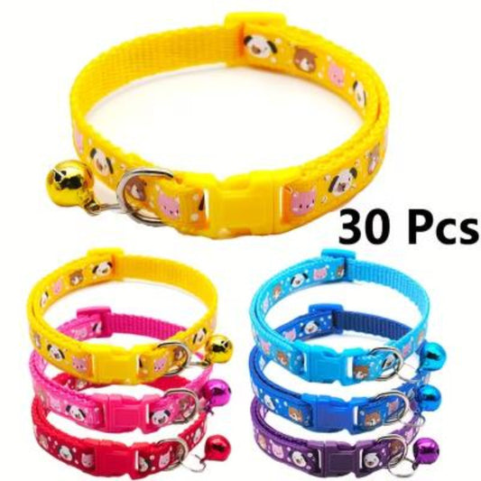 Cartoon Nylon Pet Collar with Bell – Multi-Color, One Size  (1 Piece) pet product in Qatar